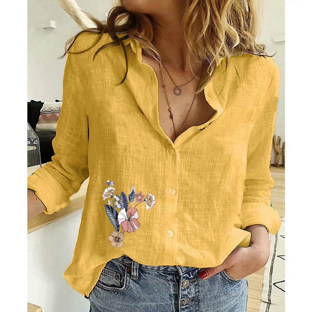 Women Clothing Shirts for Women Tops Tshirts Cotton Linen Casual Fashion Clothes Tees Spring Elegant Streetwear Autumn