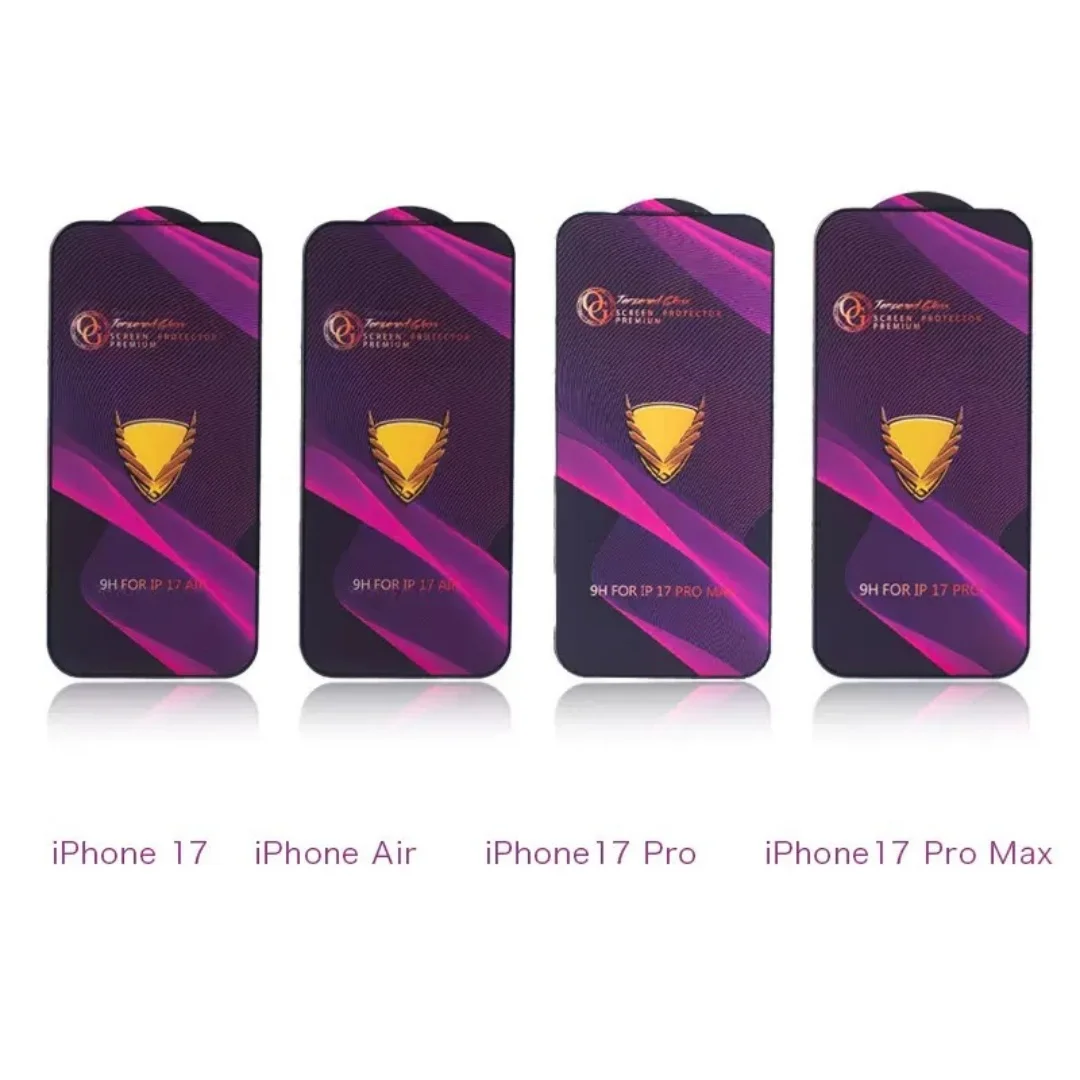 

10PCS Golden Armor Tempered Glass Screen Protector Explosion Film Guard Cover For iPhone 17 Air 16 Pro Max 16E 15 Plus 14 13 12