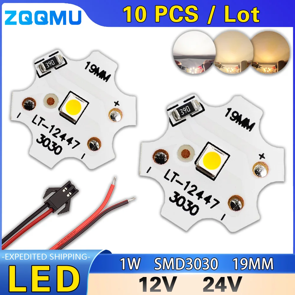 10Pcs LED 1W 24V 12W Led 19MM Plum Bossom Light Board Warm / White Light For Diy Outdoor Floodlight Spotlight 3000K 4000K 6000K