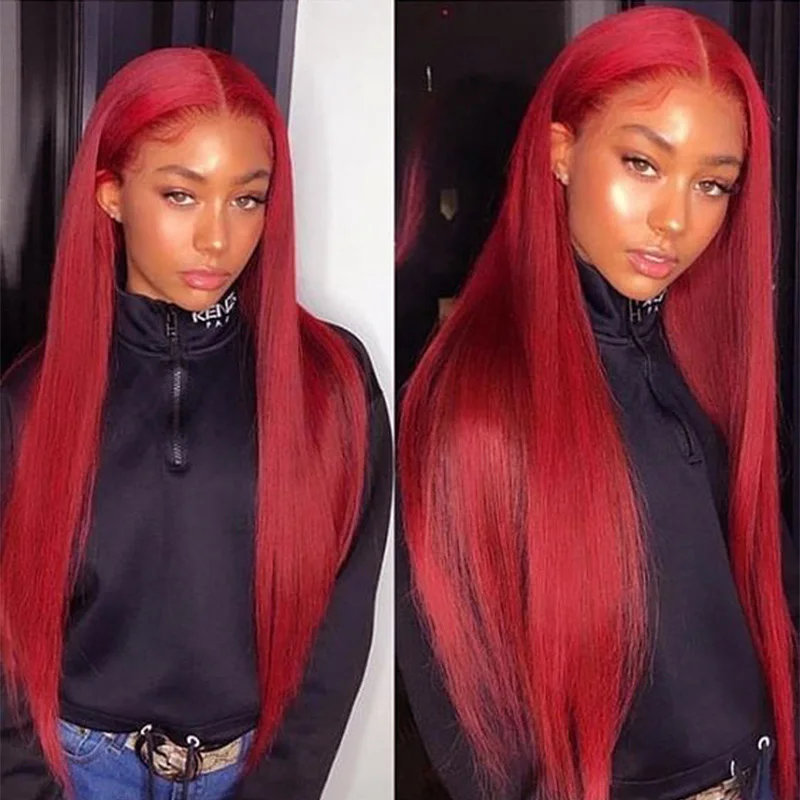 Red Lace Front Human Hair Wigs 99J Burgundy 13X4 13X6 Hd Lace Frontal Wig Straight Lace Front Wigs Colored Hd Lace Wigs Bling