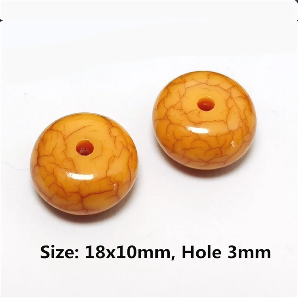 Honey Resin Beeswax 18x10mm Yellow Amber Stripes Gems Wheels Abacus Spacer Loose Beads DIY Jewelry Making Necklace Bracelet