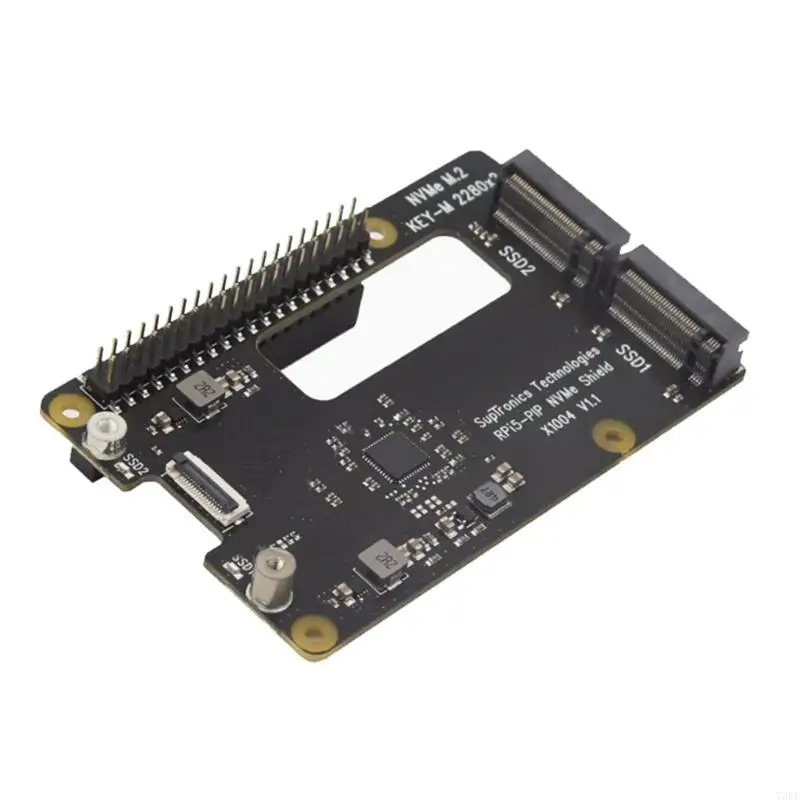 T3EE For Pi 5 Expansion Board Support Double PCIe to NVMe Double 2280 SSD Capability, Rapid Data Transmission