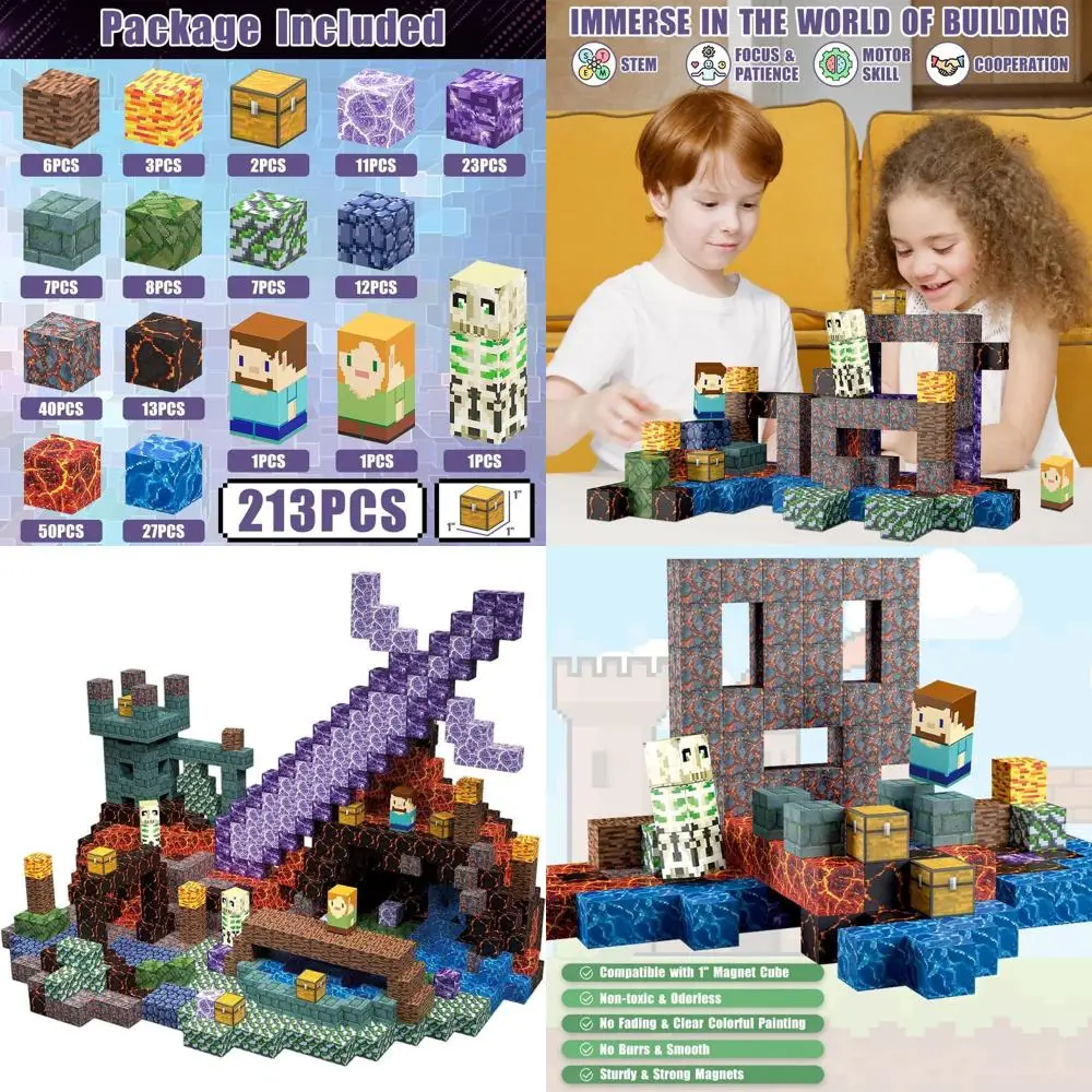 

Magnetic Building Blocks Set for Kids, 213-Piece STEM Toys, Ideal for Boys & Girls Age 3+, Perfect Gift for Birthday or Christma