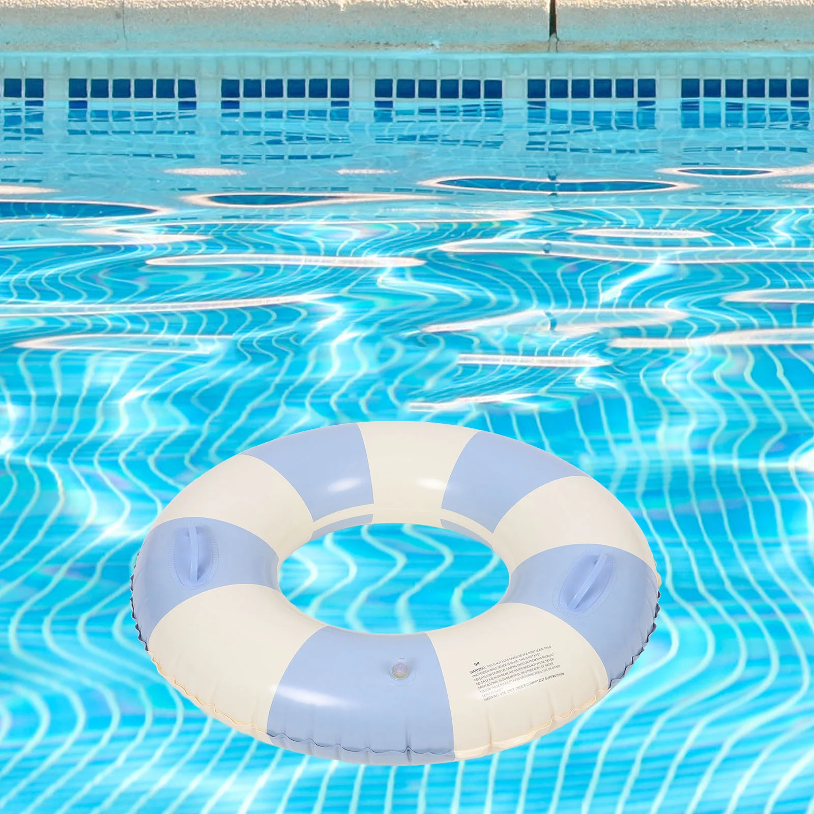 

Striped Swim Ring Pool Floaties Handle Circle Flash Swimming Accessory for Pvc Water Supply Inflatable Toddler Kids