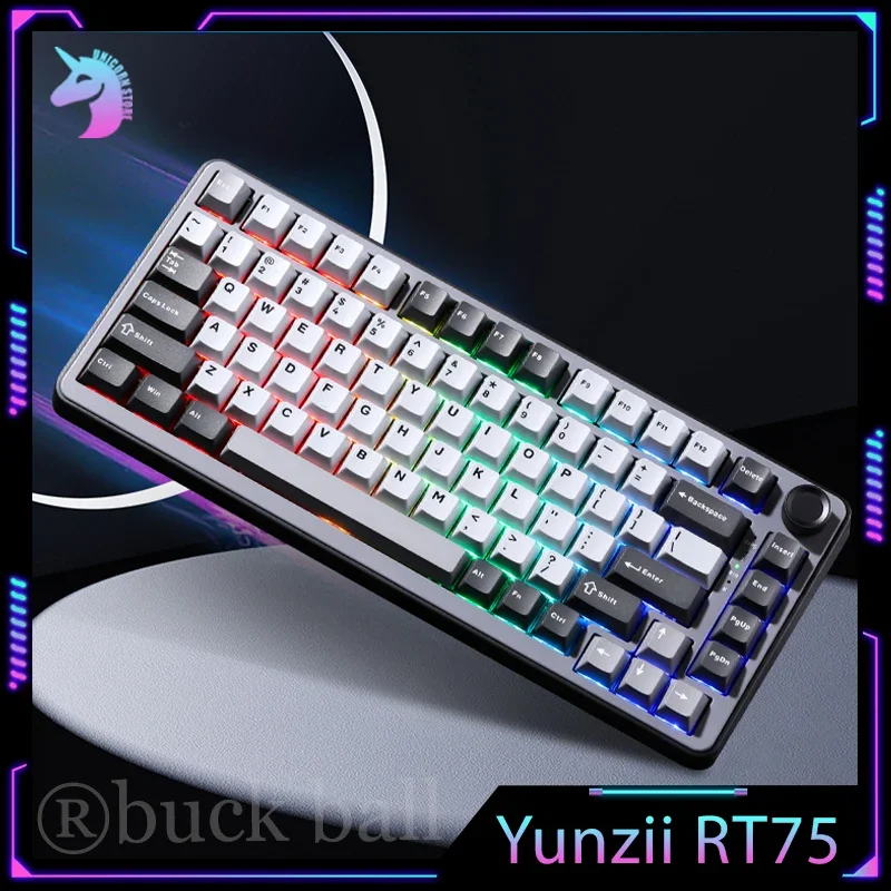 teclado com fio interruptor magnetico 82 teclas faixa de chave ajustavel teclado personalizado hot swap gaming gamer yunzii rt75 01