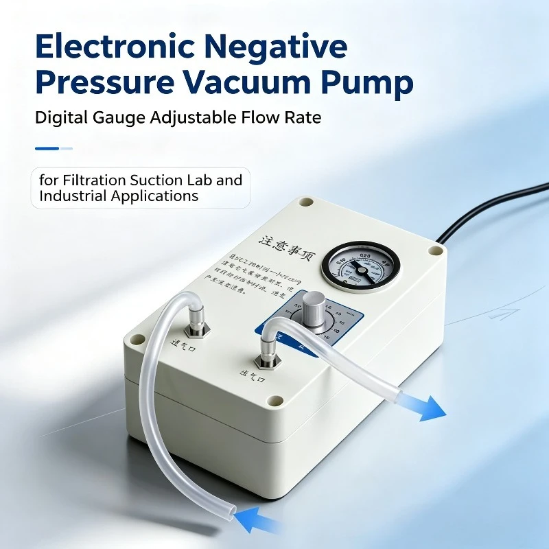 Electronic Negative Pressure Vacuum Pump, Digital Gauge Adjustable Flow Rate for Filtration Suction Lab Industrial Applications