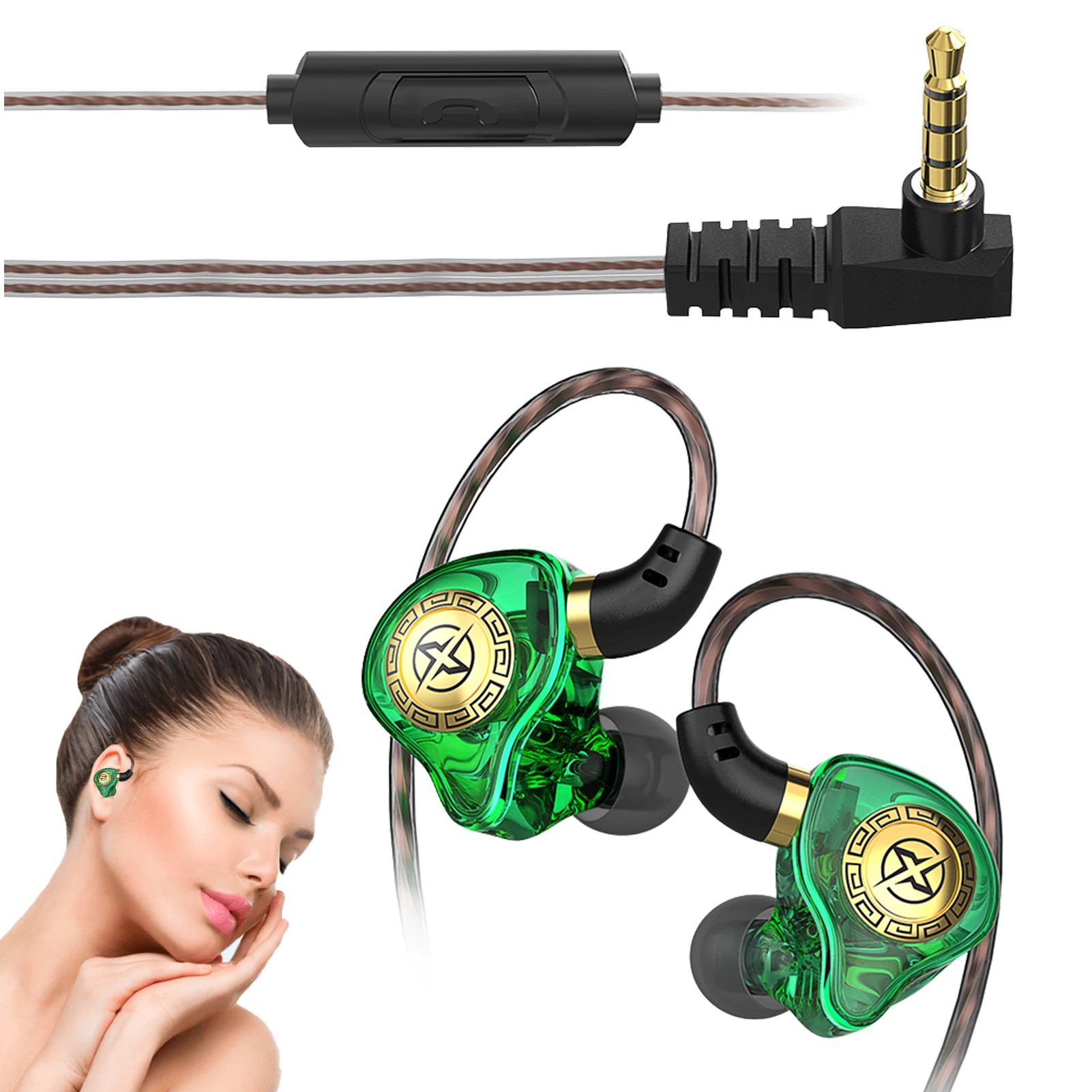 In-Ear Wired Headset HiFi Dynamic Deep Bass Sound Headset Portable In-Ear Monitor Headset Earphones For Singers Drummers