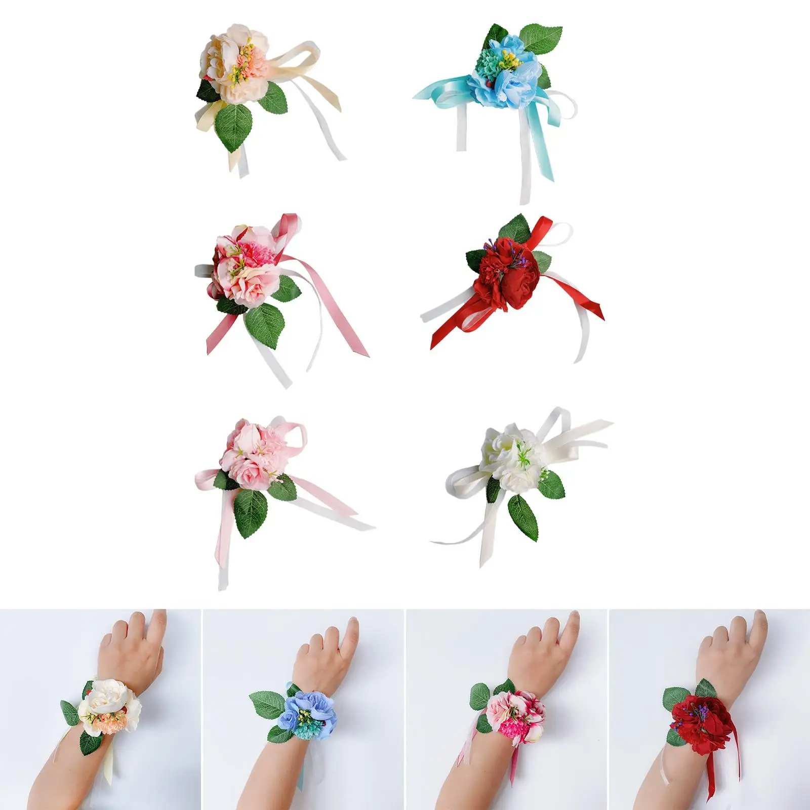 Mão pulso flor floral pulso corsage para noiva dama de honra chá de panela