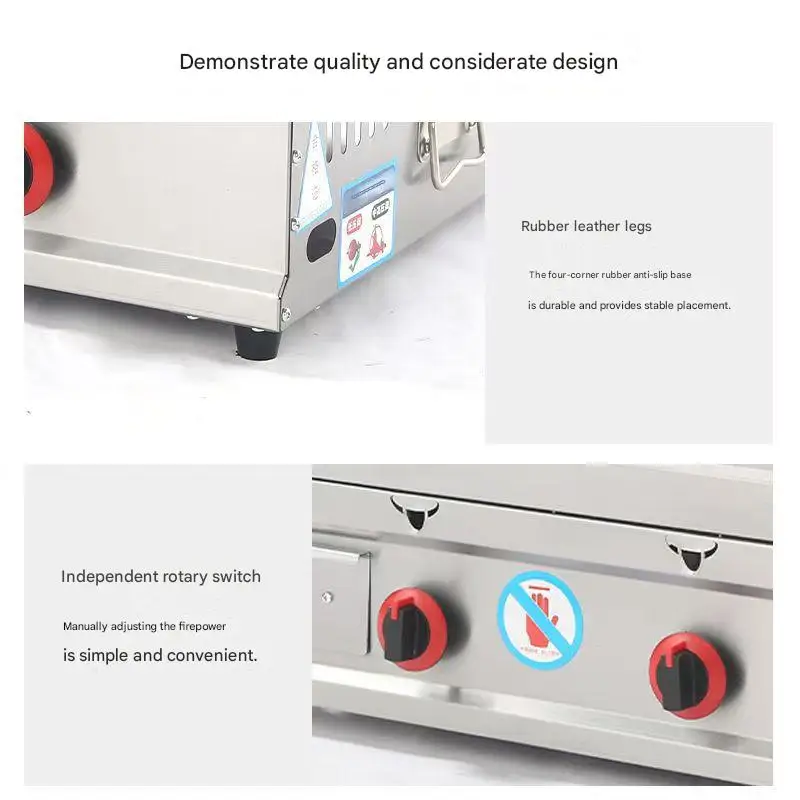 Commercial Gas Grill and Deep Fryer Combination Machine for Hand-pulled Pancakes and Teppanyaki, Cold Noodle Grilling Machine