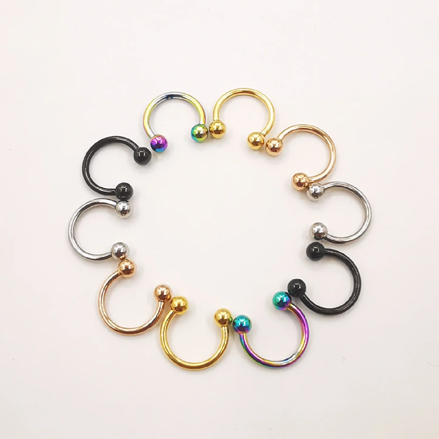 20 Pcs/Lot 16G Stainless steel Circular Barbells Horseshoe Lip Ring Eyebrow Nose Studs For Woman Man Body Piercing Jewelry