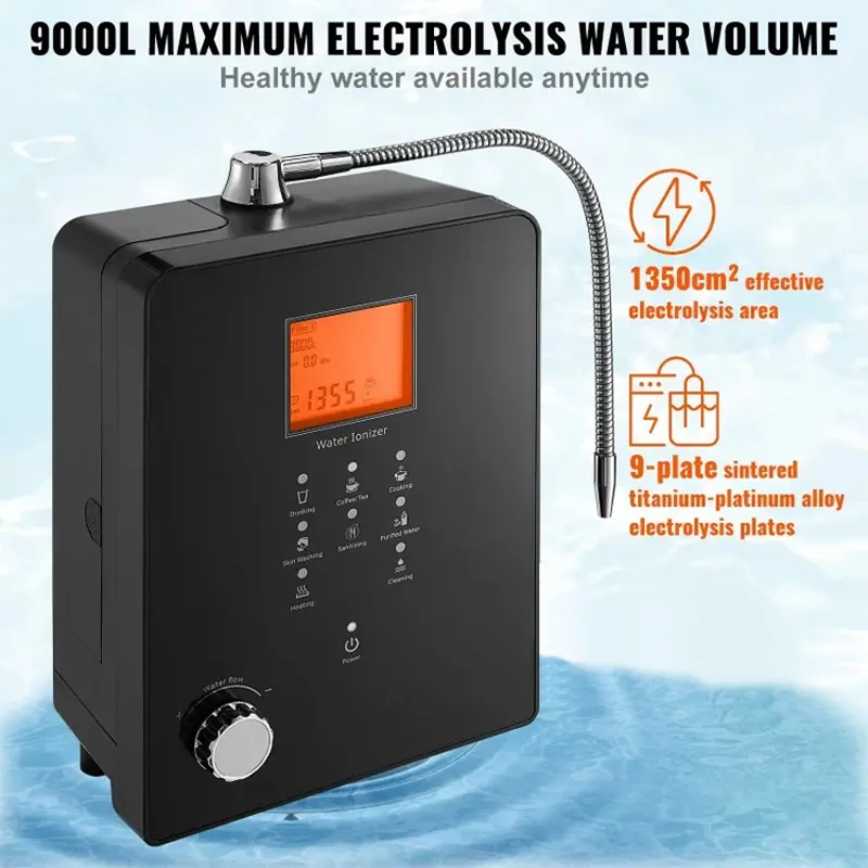 اليابان التكنولوجيا آلة المياه القلوية المؤين PH جهاز تنقية المياه 9 لوحات لوحة طلاء البلاتين موزع المياه القلوية