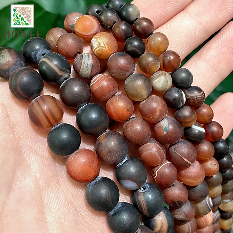 Matte Fantasy Dream Stripe Agates Round Beads for Jewelry Makings Natural Stone Diy Bracelet Earrings 15