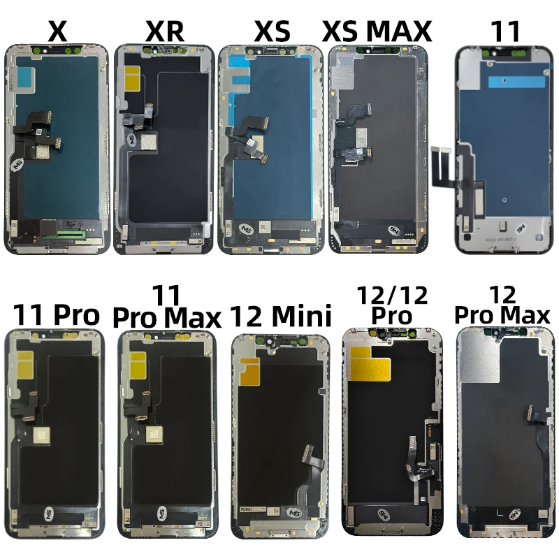 Super INCELL para iPhone X XR LCD XS MAX 11 12 Mini con Face ID y táctil, pantalla para iPhone 15 16 Pro 17 Pro Max 3