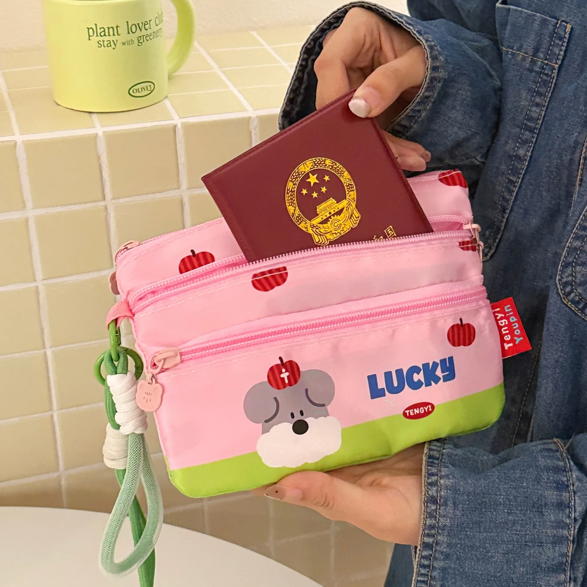 Cute Cartoon Three-Layer Passport Bag, Multifunctional Document Storage, Travel Card Bag, Portable Small Bag view 4
