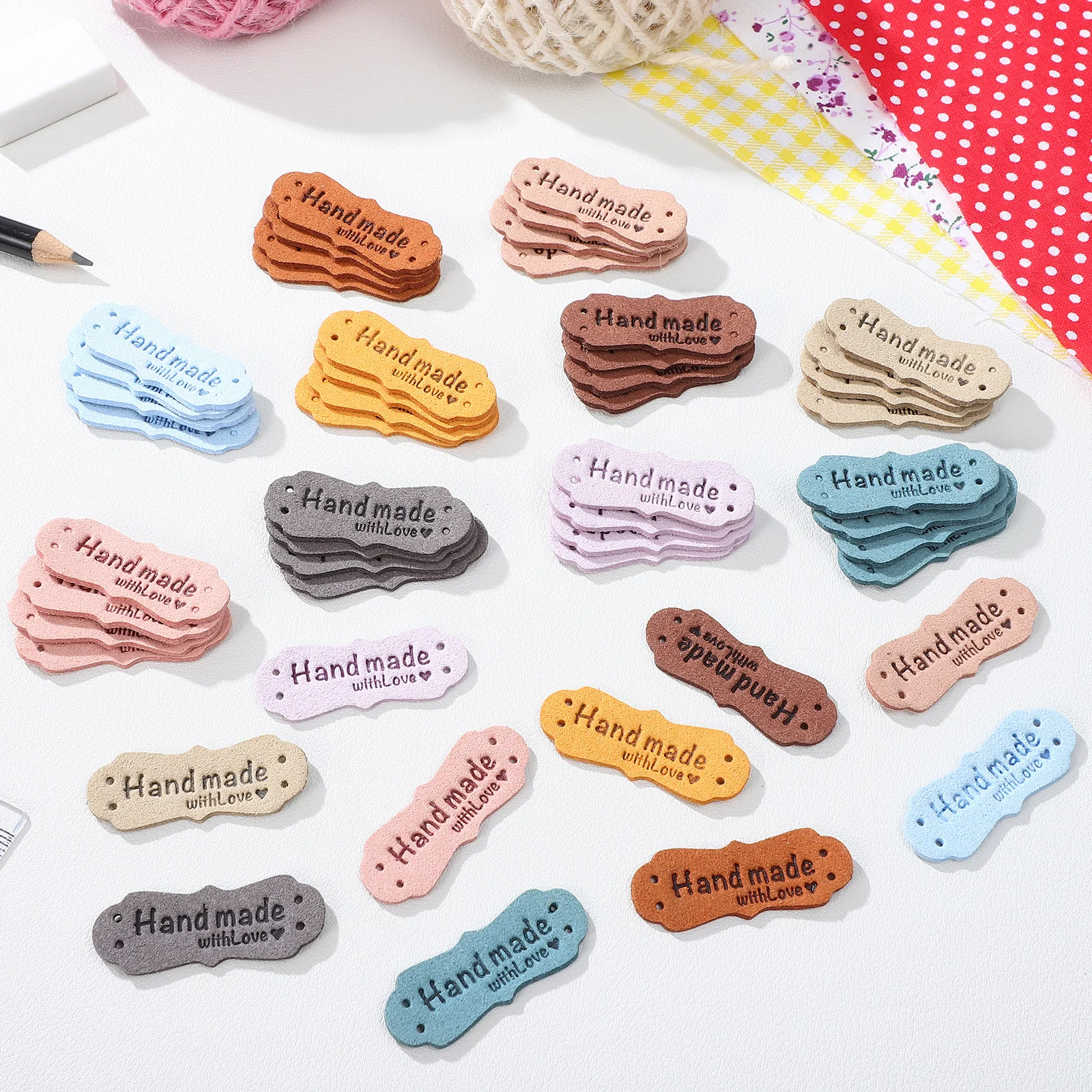 

50Pcs Colorful Labels Pre-Drilled Holes for Easy Sewing on Clothes Quilts Professional-Looking Craft Label Tags