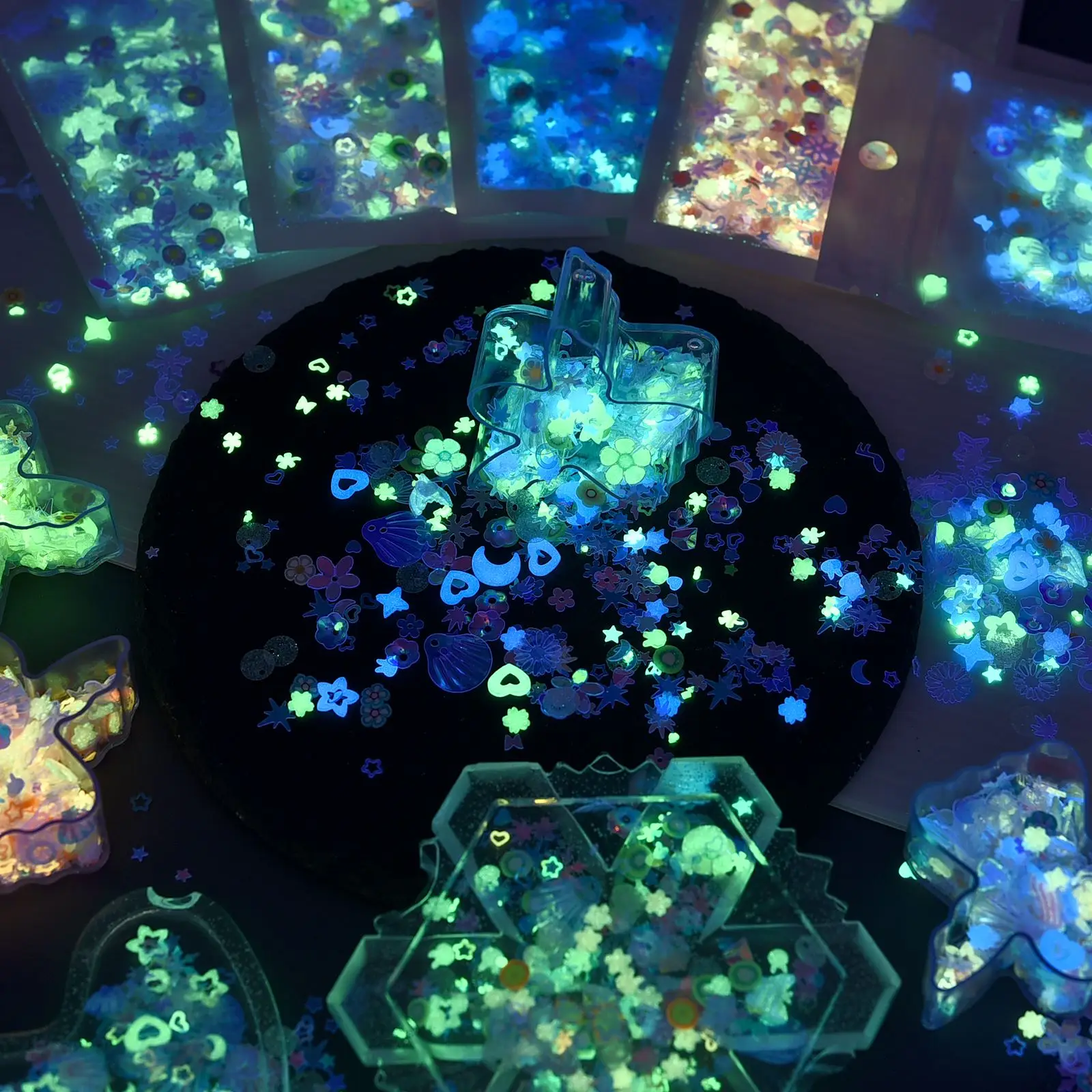 10g Luminous Sequins DIY Epoxy Resin Filling Mixed With Shell Concave Plum Snowflake Circular Beads Jewelry Resin Crafts Making