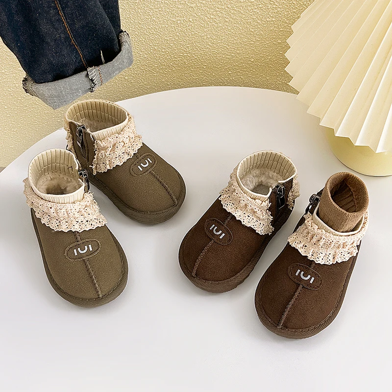 

Children Casual Short Boots 2025 Winter New Fashion Korean Style Soft Bottom Anti-slippery Comfortable Versatile Lace Shoes