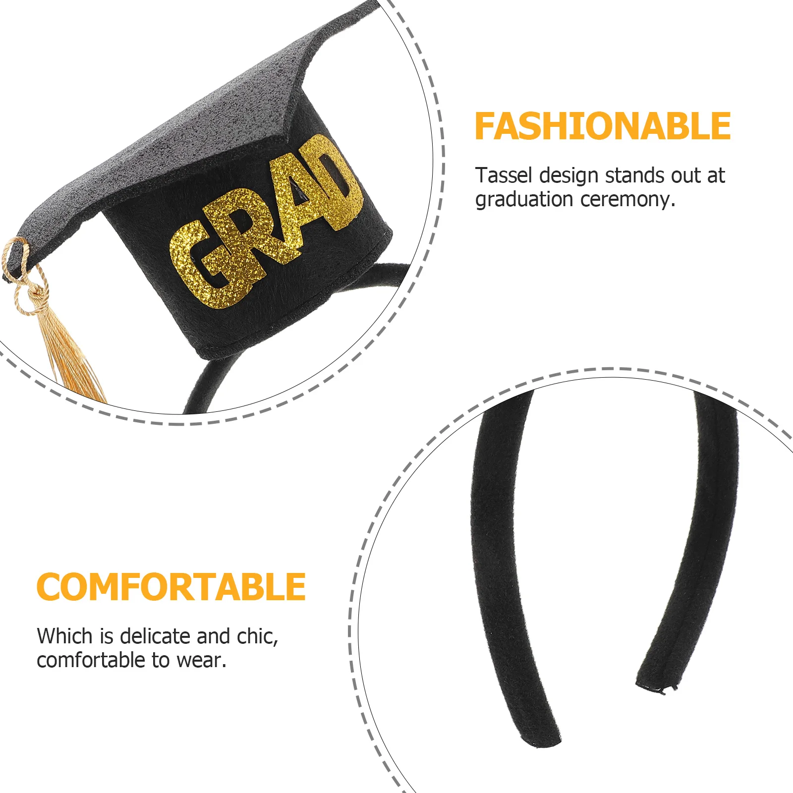 Cerimônia de formatura bandana borla elegante argola de cabelo para penteados longos e curtos não tecido festa de formatura evento de casamento