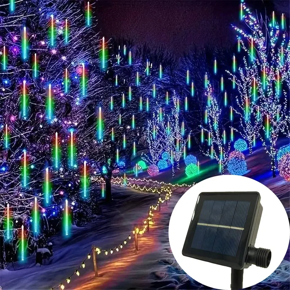 30/50 سنتيمتر 8 أنابيب الشمسية النيزك دش المطر LED سلسلة أضواء الجنية الشارع أكاليل مصابيح حديقة ل الزفاف عيد ميلاد ديكور