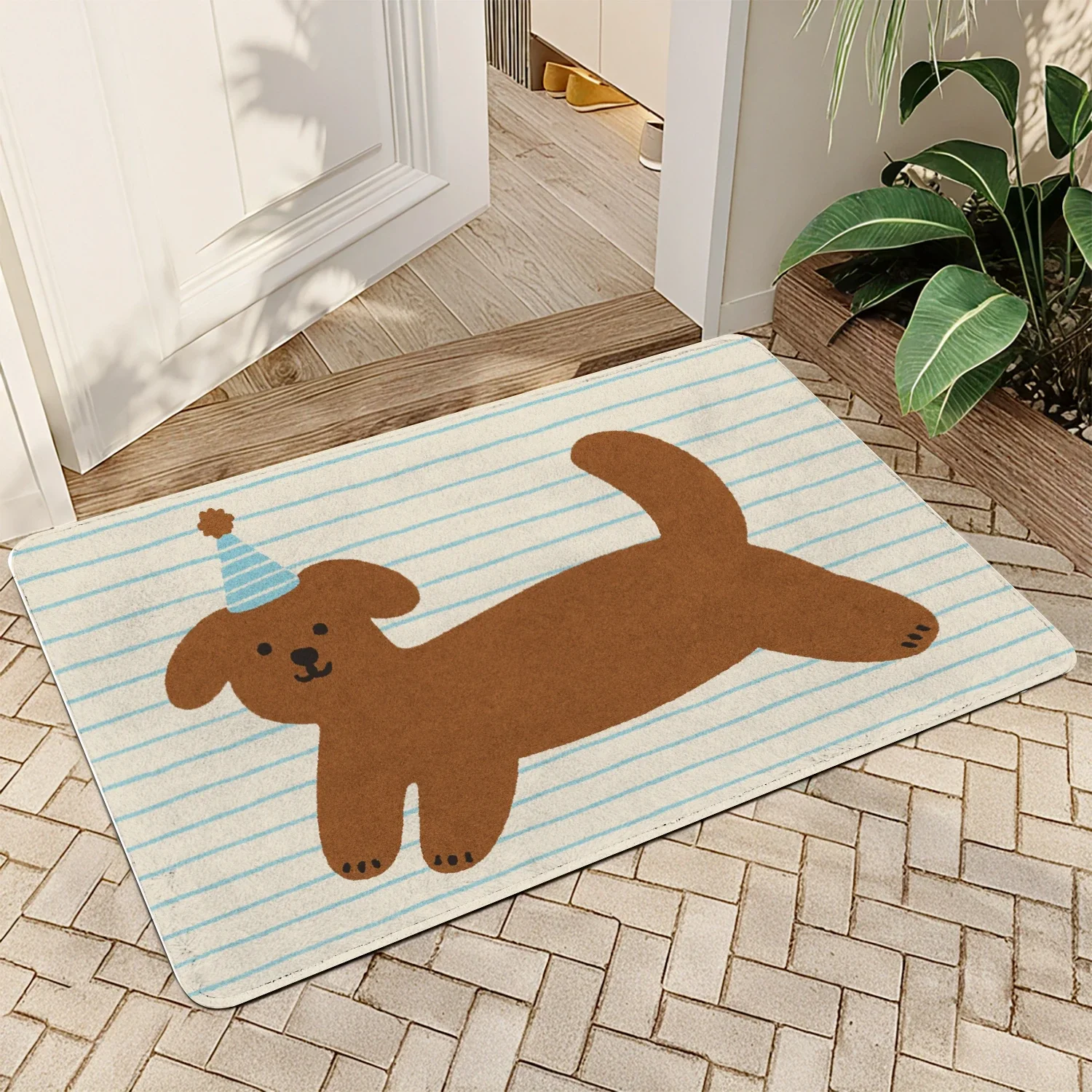 

VIKAMA Korean Simple Lines Dog Living Room Bedroom Bedside Bathroom Absorbent Floor Non-Slip, Dirt Resistant Carpet Home Decor