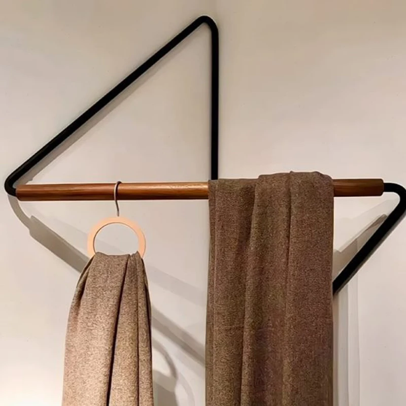 Modern Nordic Wall-Mounted Clothes Rack-Space-Saving Iron Hook Holder for Bedroom,Lightning Design,Minimalist Style