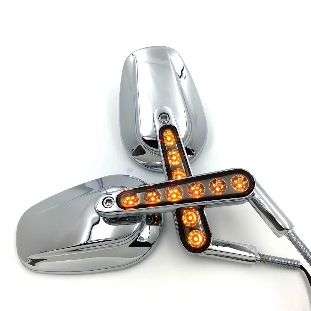 

Free Shipping Motor Rear View Left Right Mirrors with LED Stem for HARLEY DAVIDSON SOFTAIL XL/VRSCAW V-ROD Chrome