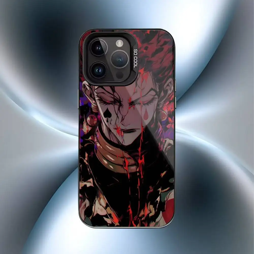 حافظة هاتف أنيمي H-Hisoka M-Morow لهاتف iPhone17,16,15,14,13,12,11 Plus,Pro Max غطاء مقاوم للصدمات باللون الأسود غير اللامع