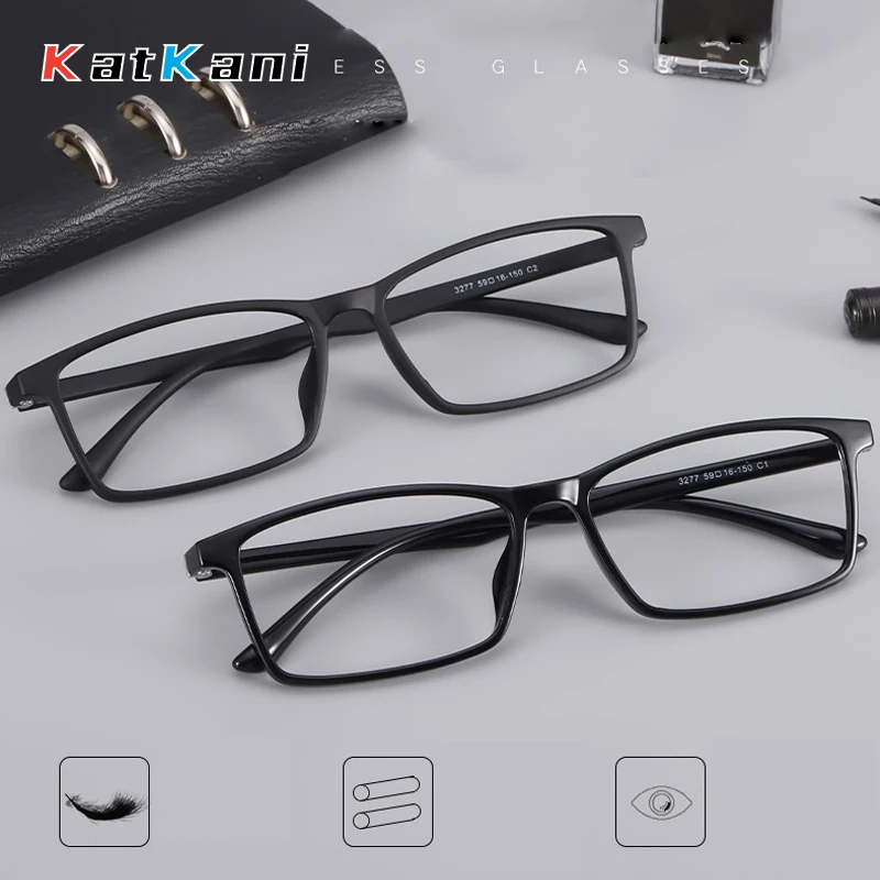 

KatKani Fashion Square Spectacle Ultra Light TR90 Eyewear Large Size Optical Prescription Glasses Frame Man Woman Eyeglasses