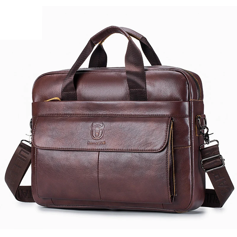 Cowhide Men's Briefcase Cow Leather Handbags High Quality Business Laptop Massager Bag Men Brand Handbags AG046