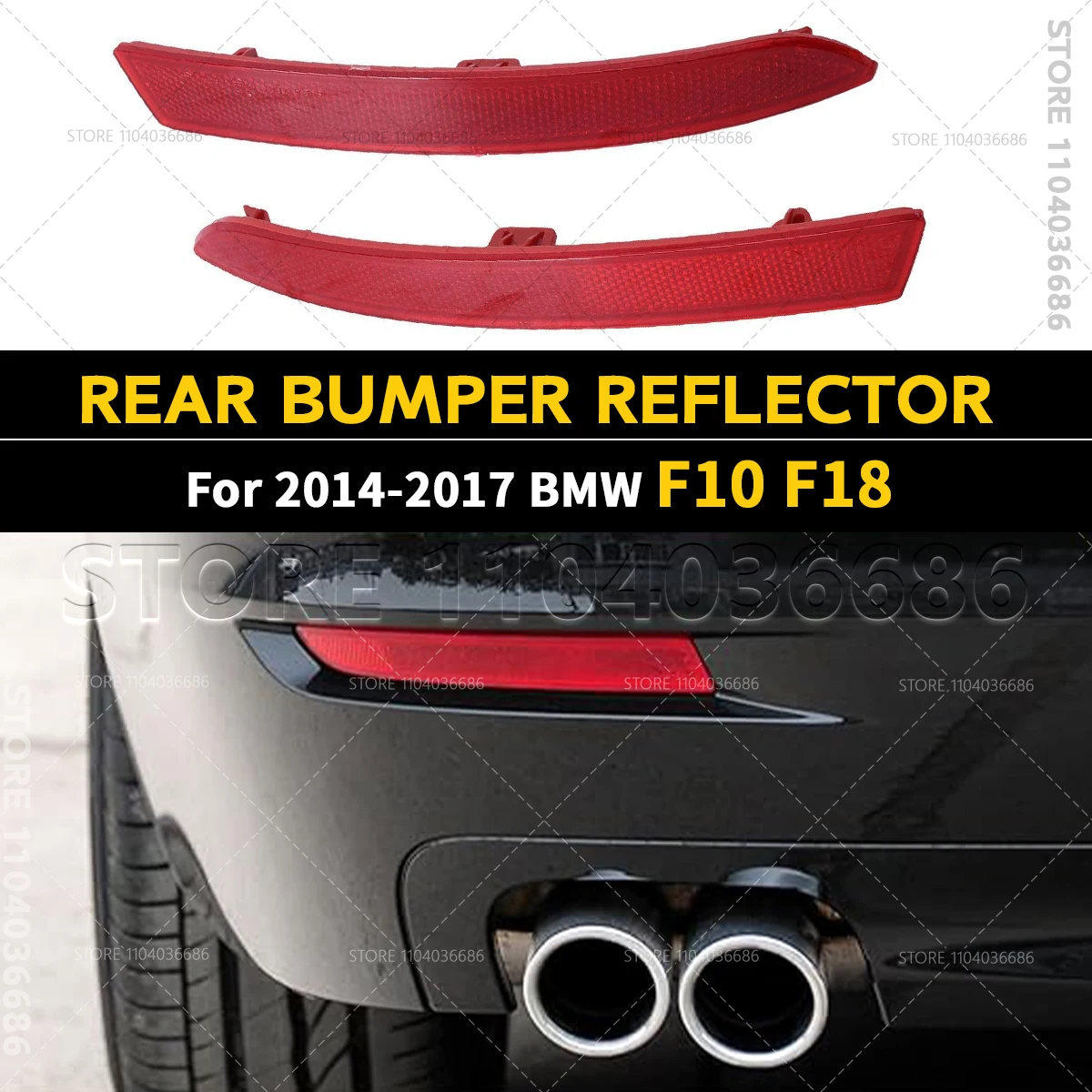 For 2014 2015 2016 2017 BMW F10 F18 528i 528iX 535d 535dX 535i 535iX 550i 550iX Hybrid 5 Rear Bumper Reflector
