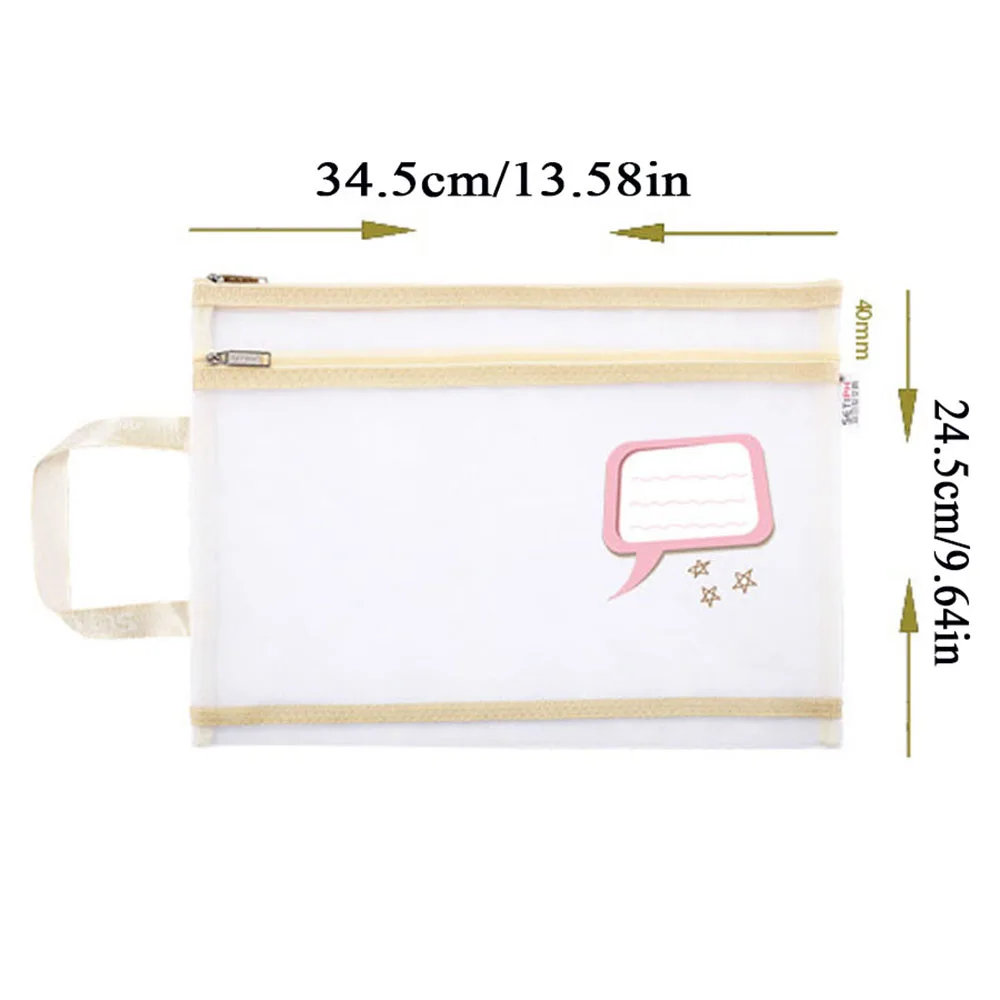 A4 File Document Bag Zipper Stationery Storage Bag Mesh Subject Bag Cosmetic Makeup Bag Organizer Bag Zipper Book File Folders