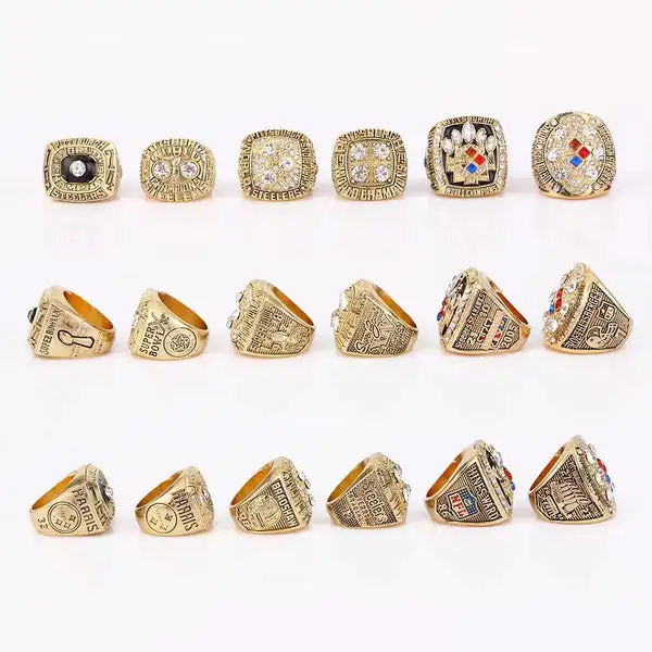 6 pcs/set of American Football Championship ring set Souvenir Gift Friend Ring Gift Fan souvenir ring