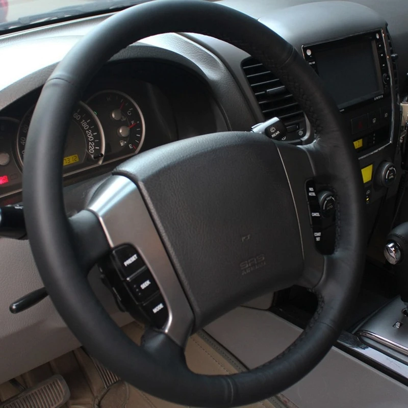 HKOADE Black Hige Soft Faux Leather Hand-stitched Car Steering Wheel Cover For Kia Sorento 2003 2004 2005 2006 2007 2008 2009 - Image 3