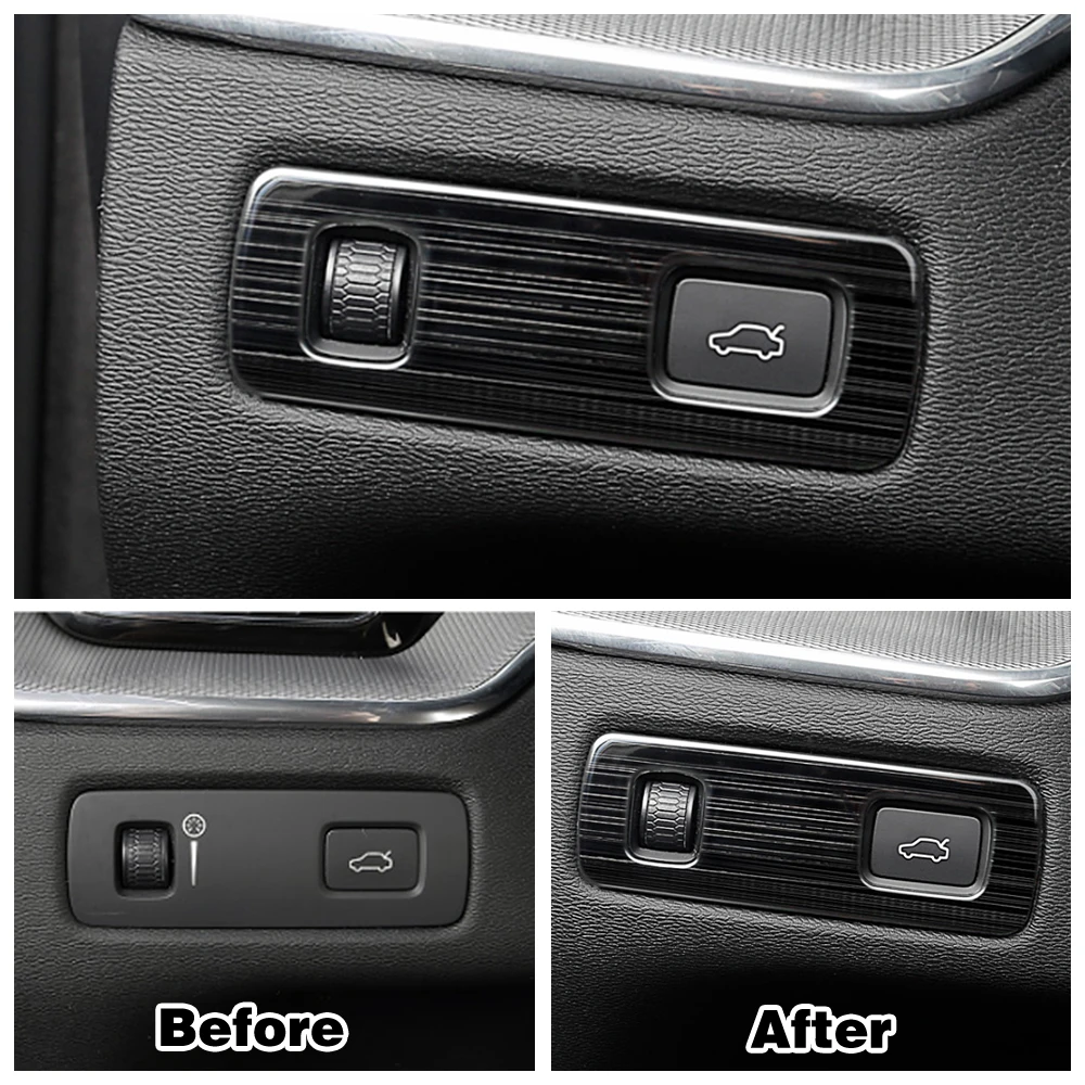 

For Volvo Xc60 2018-2022 Headlight Switch Button Decoration Cover Air Conditioner Vent Outlet Trim Interior Black