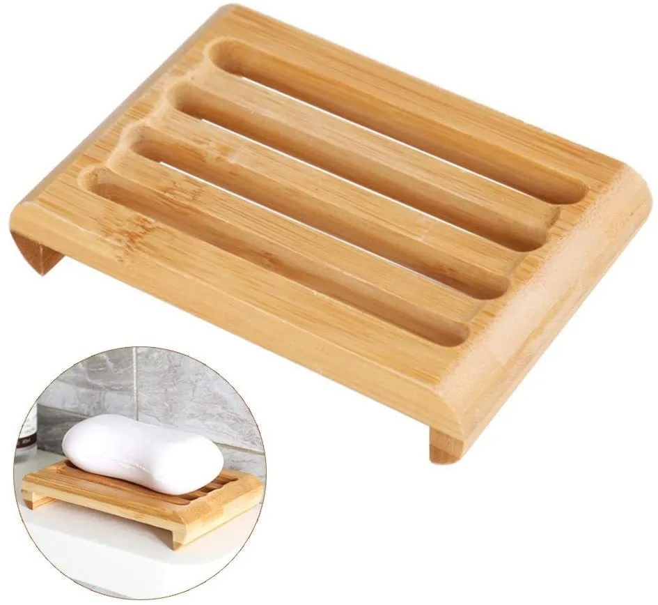 Natural Bamboo Soap Dishes, Tray Holder, Bathroom Soap Rack, Plate Box Container, Free Shipping, 50Pcs