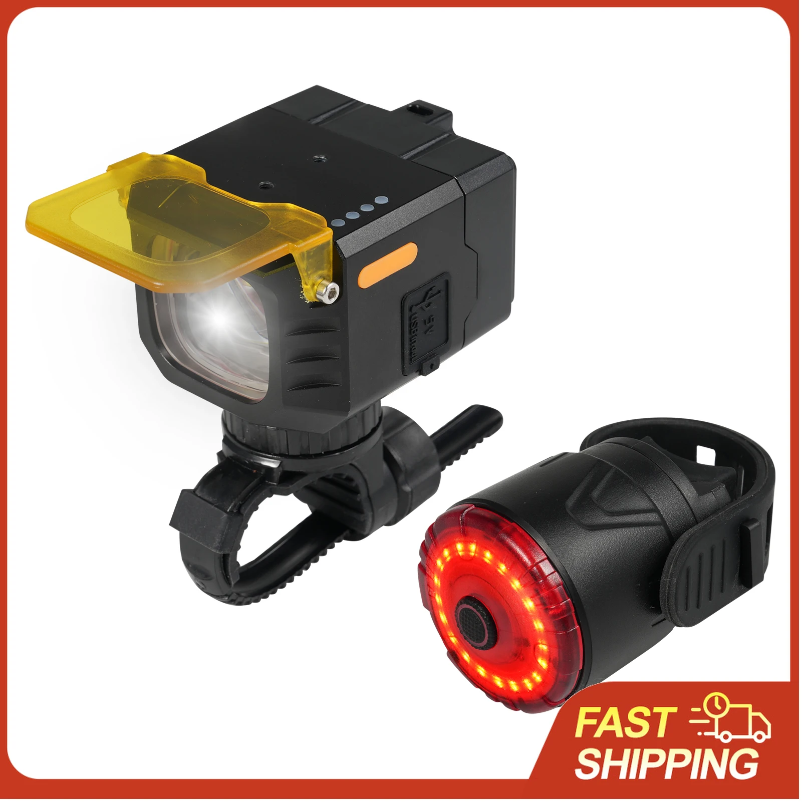 

Wireless Bike Front Light & Tail Light Set 2400-3200lm 200M Remote Control IPX5 Waterproof USB-C for Cycling Night Riding Safety