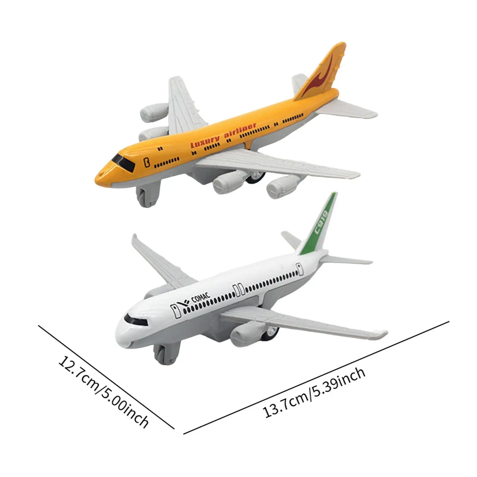 2x Flugzeugmodell mit Rückzugsfunktion, simuliertes Spielzeugflugzeug, Kinderspielzeug, Flugzeugjunge, Spielzeug für Dekor, Büro, Souvenirs, Regale, Geschenk