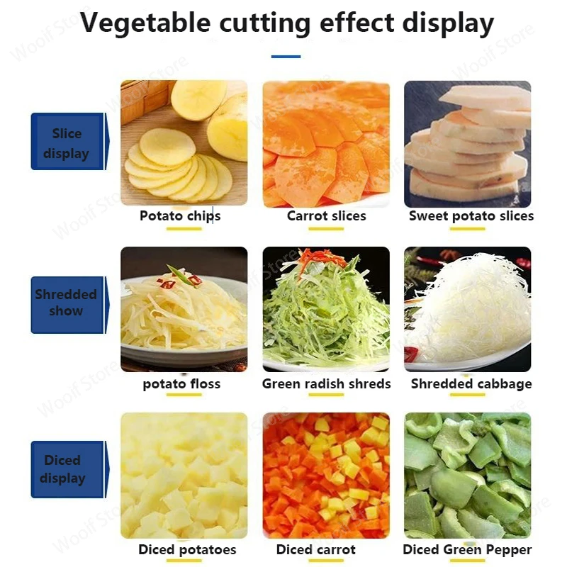 Affettatrice commerciale multifunzione Tagliatrice di verdure Trituratrice industriale Cavolo Carota Cipolla Frutta Verdura Taglierina