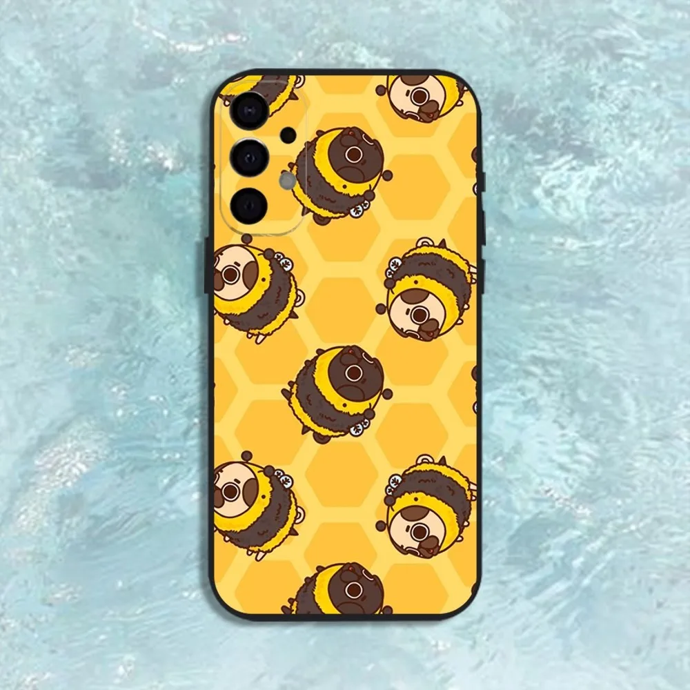 Niedliche Mops-Hunde-Handyhülle für Samsung S25, S24, S21, S22, S23, S30, Ultra, S20, Plus, Fe, Lite, Note, 10,9,5G, schwarze Hülle