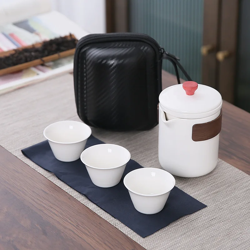 Gift Set for Tea Ceremony Kungfu Travel One Pot and Three Cups Teaware Cutlery Outdoors Ceramics Portable Kiln Transformation