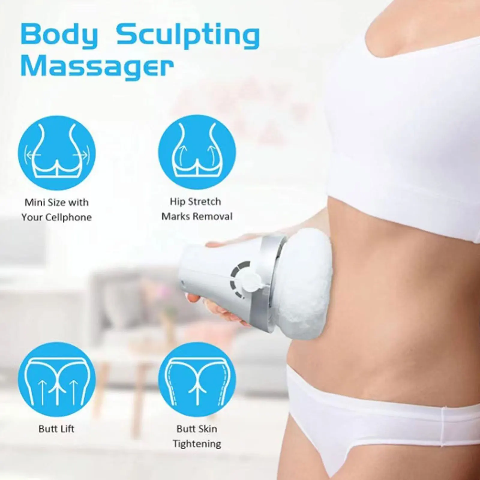 

Handheld Anti Cellulite Massager with 3 Washable Pads Electric Handheld Cellulite Remover for Belly Waist Neck Buttocks Legs