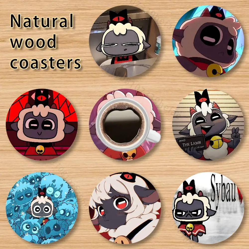 

C-Cult of the Lamb Game wooden anti-slip coasters, suitable for home office and living room decoration