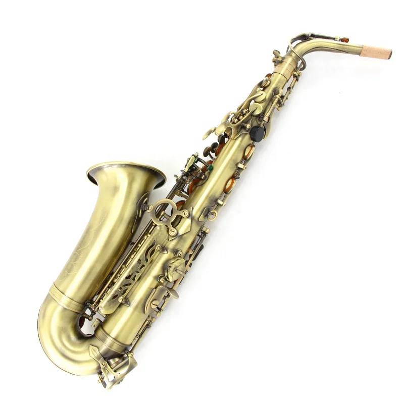 Professional E Flat Alto Saxophone Instrument Deep Sea Abalone Buckle Retro Bronze Series