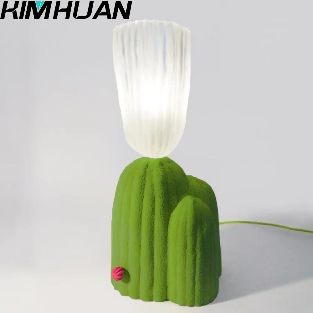 Scandinavian Style Cactus Table Lamp Bedroom Bedside Night Light 100~265V Wide Voltage Table Lamp Home Decor Ambient Lighting