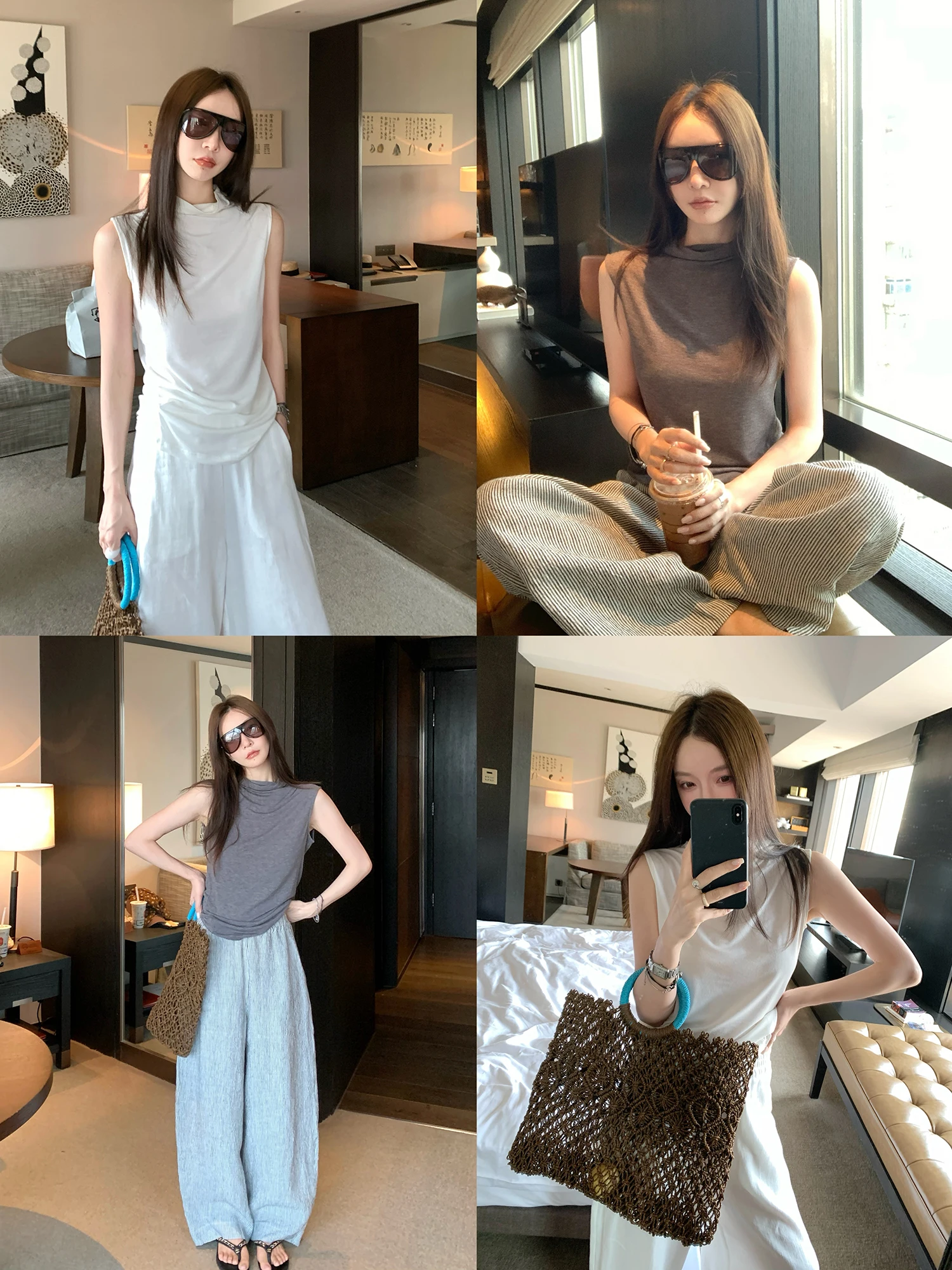 

Slim Fit Knitted Vest Soft Cozy Sleeveless Top Fashionable Collar Design Lightweight Stylish Women's T-Shirt Commute Style Po...