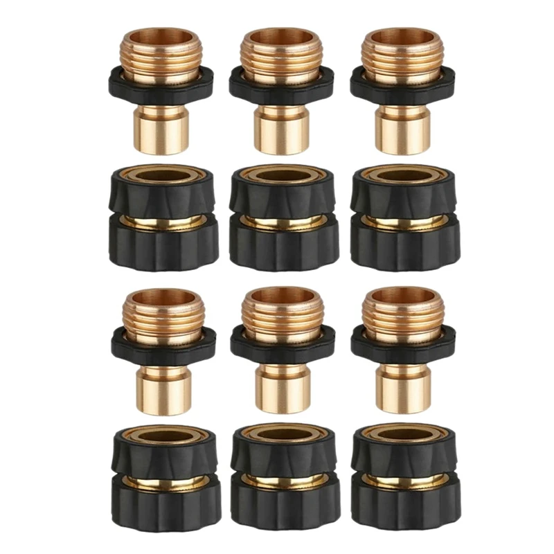 

6-Piece Set Garden Hose Quick Connector, 3/4 Inch Male And Female Garden Hose Connector Quick Connector