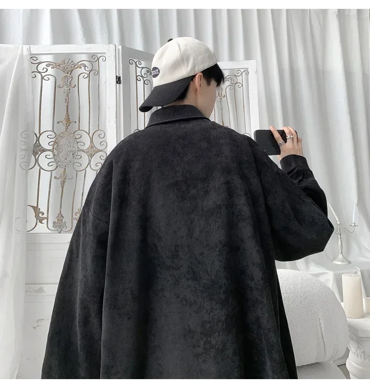 

Spring Autumn Men's Corduroy Long Sleeve Shirts For Men Korean Shirt Fashion Casual Loose Oversize Shirt Coat Y2k Streetwear