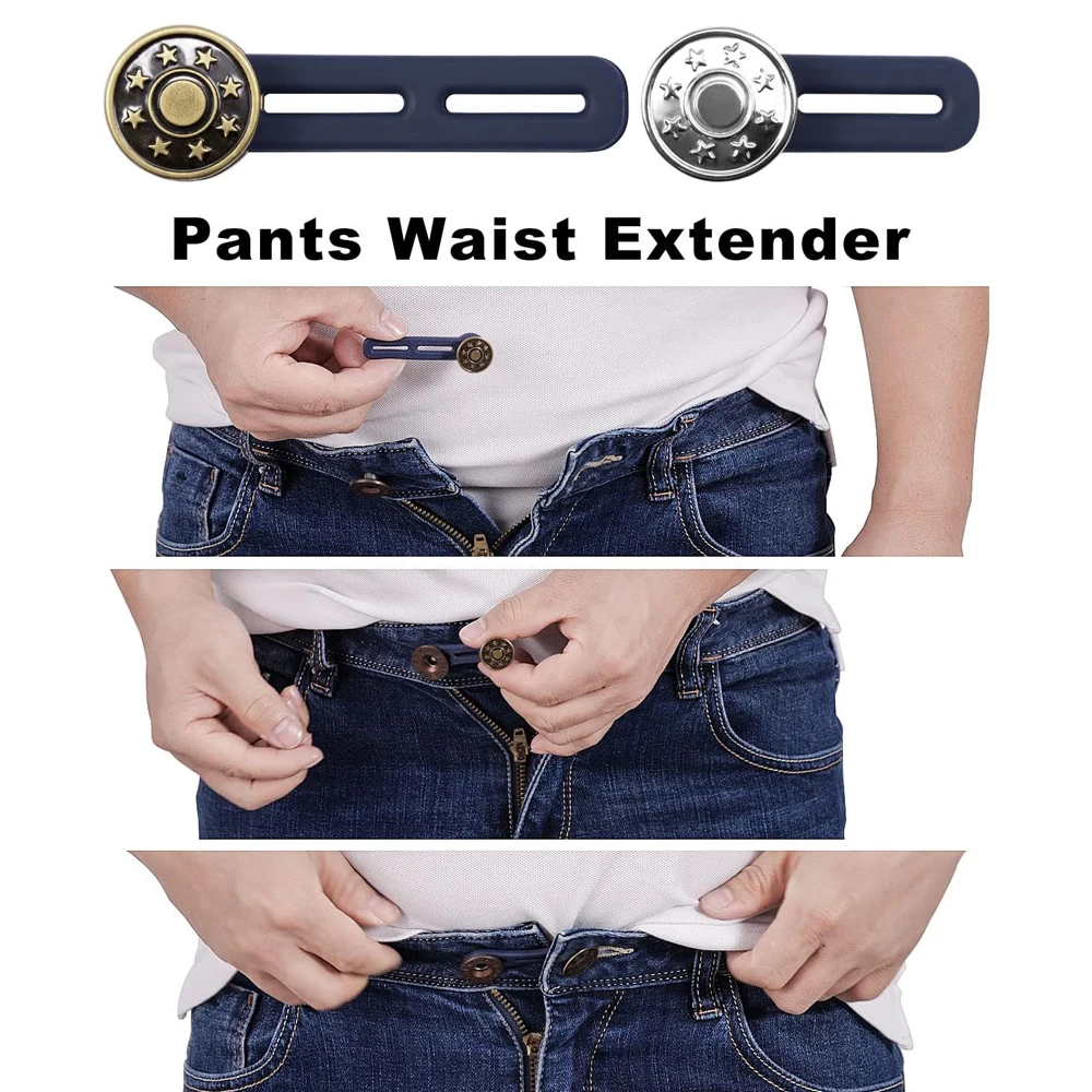 Extensor De Botão De Metal Para Jeans, Extensores De Colar De Camisa, Extensor De Cintura, Sem Costurar