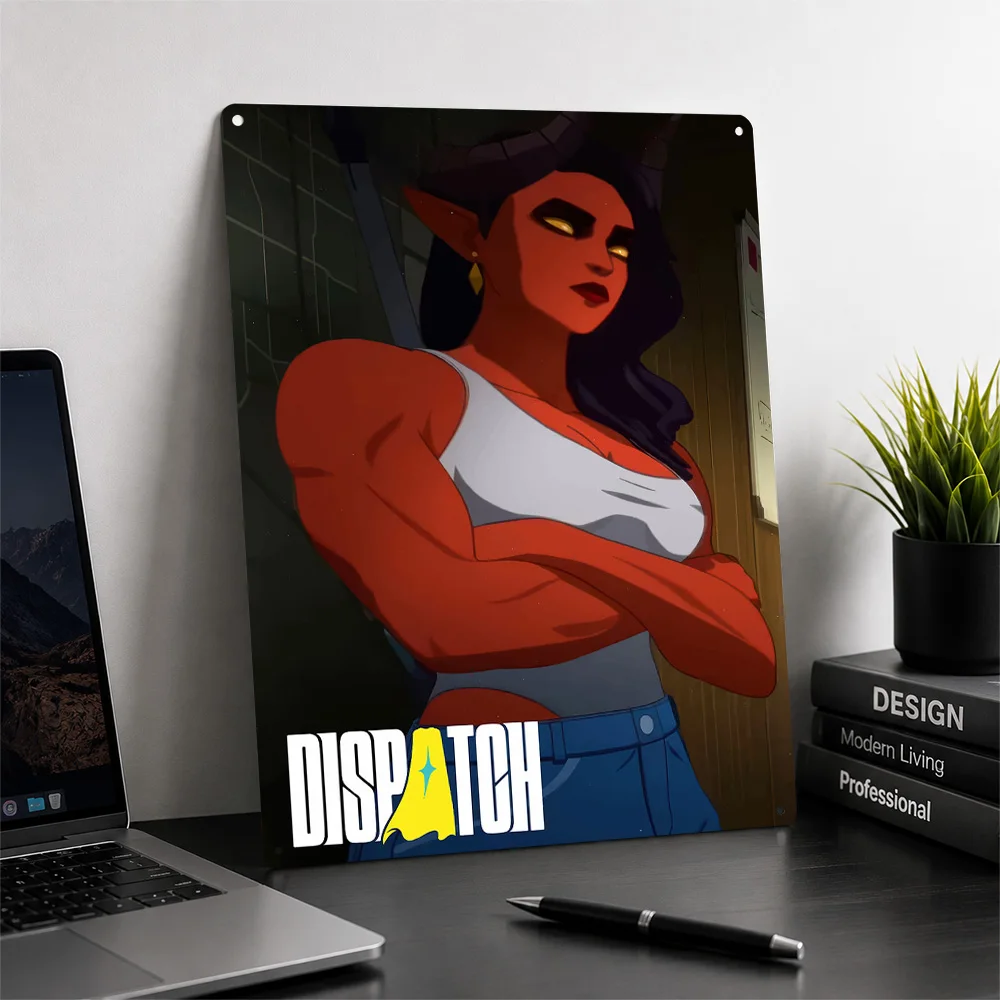 Red-skinned Woman With Horns Illustration Metal Poster Perfect Gift for Fans Lovers Customized Wall Art Metal Sign for House