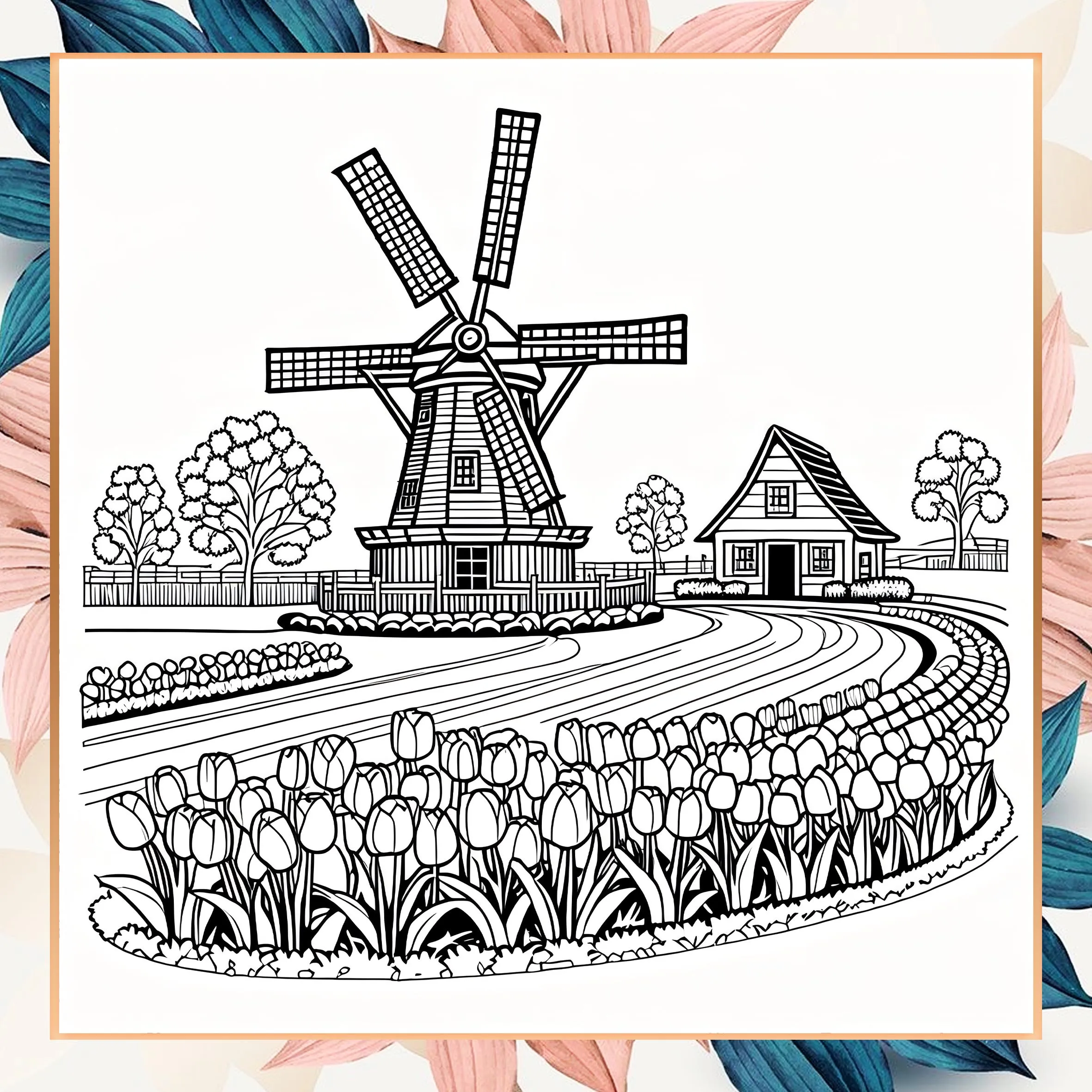 Libro da colorare per architettura paesaggistica per adulti e adolescenti con 24 pagine per alleviare lo stress, uccidere il tempo, disegno di pittura con graffiti